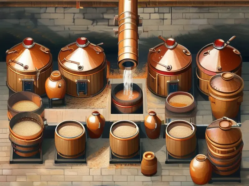 低度白酒传统酿造工艺流程示意图