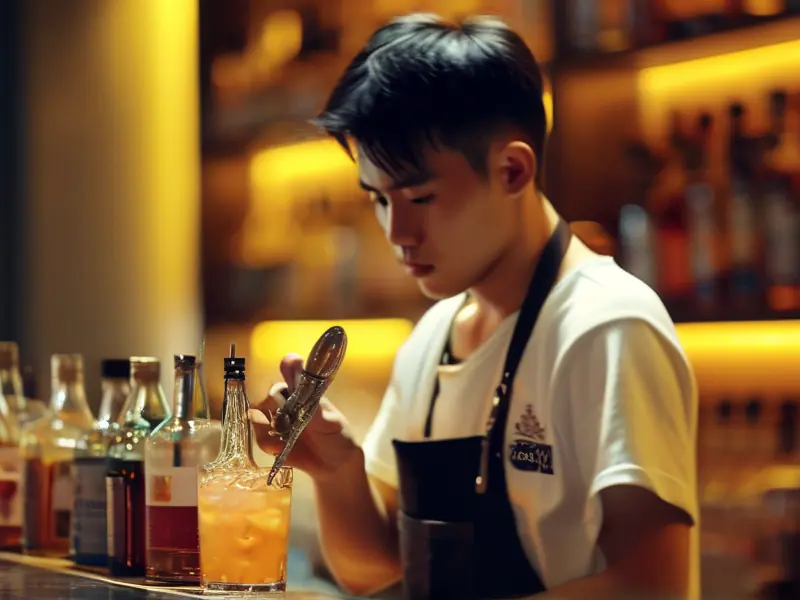 东莞调酒师培训学校学员学习调酒技术
