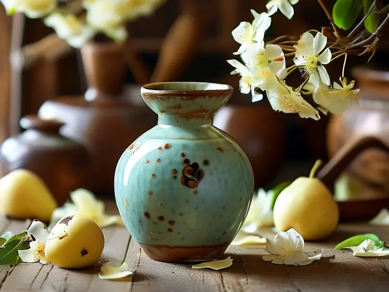 传统工艺酿制的梨花酒特写