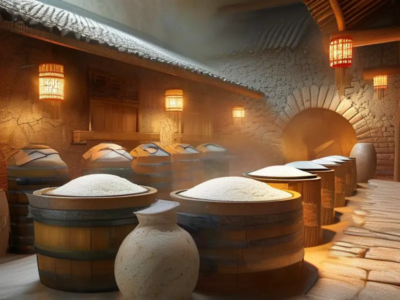 传统糯米酿酒制作过程实拍