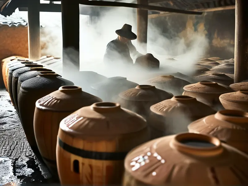 白酒传统固态发酵工艺流程实拍图