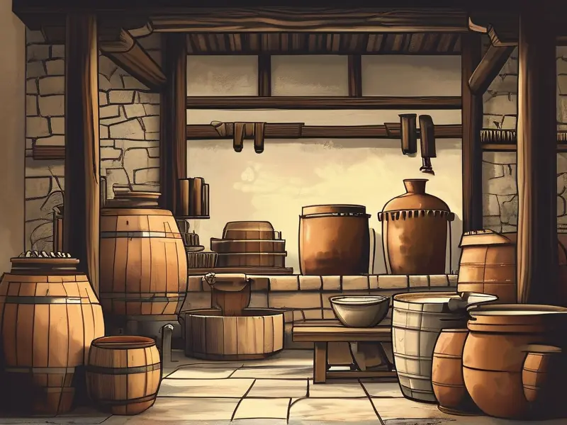 古代酿酒设备制作过程示意图