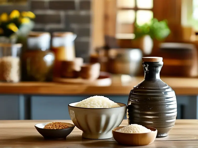 家庭自制醪糟酒的制作原料和成品展示