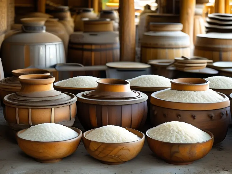 大米酿酒原料与器具展示