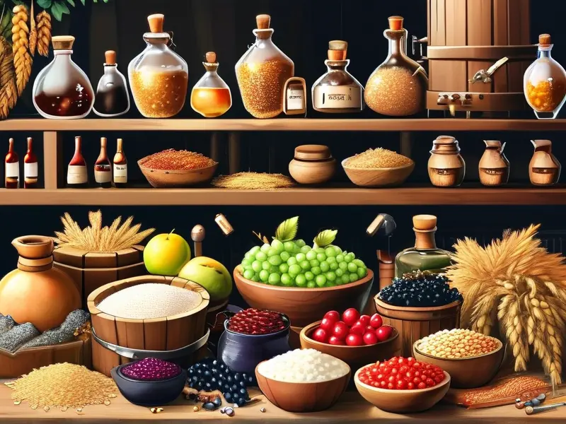 酿造酒主要原料展示图