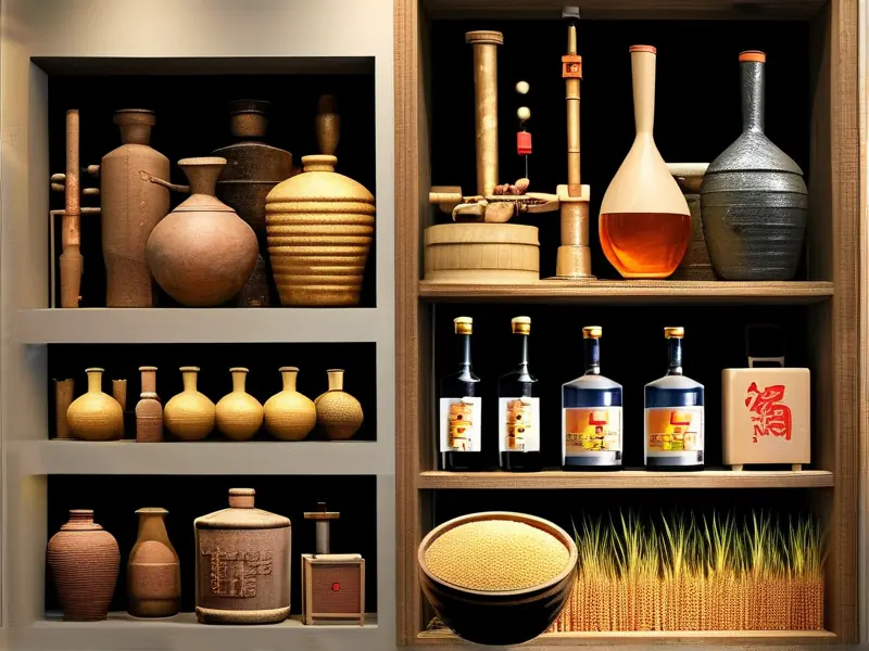 纯粮酿造白酒原料及工具展示