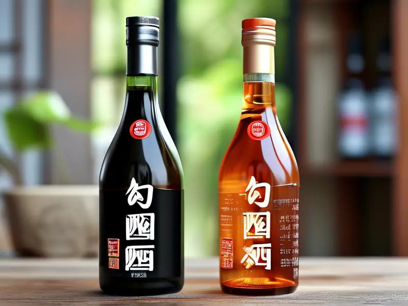 勾兑酒与酿造酒包装标识对比图
