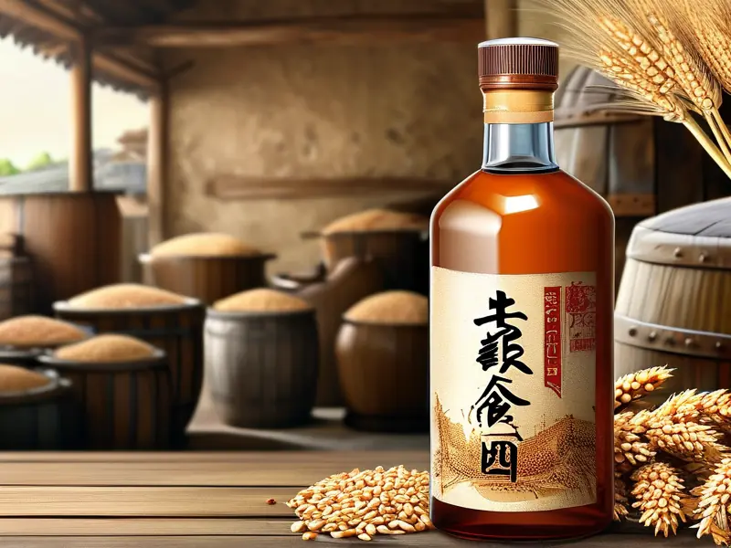 纯粮酿造白酒与酿酒原料对比示意图