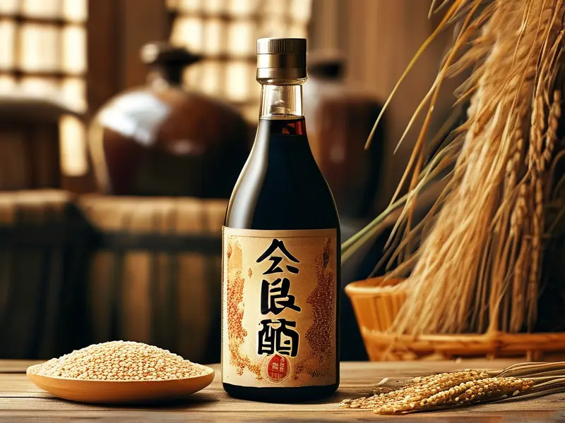 纯粮食酿造白酒与原料对比展示图