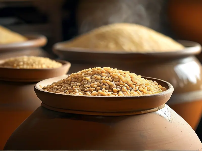 传统酿酒白曲原料与成品展示