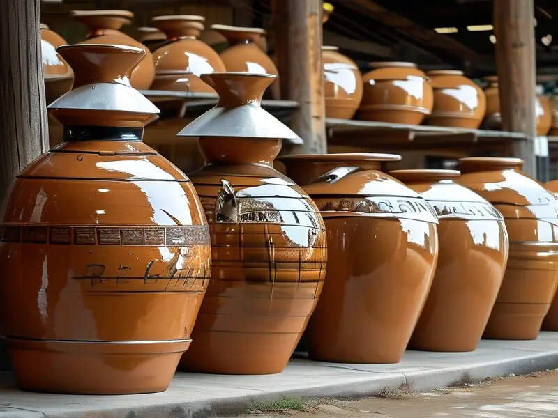 陶坛与玻璃坛酿酒容器对比实拍图