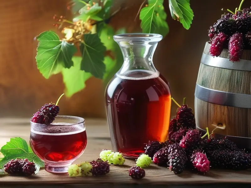 白桑葚酒制作过程及成品展示