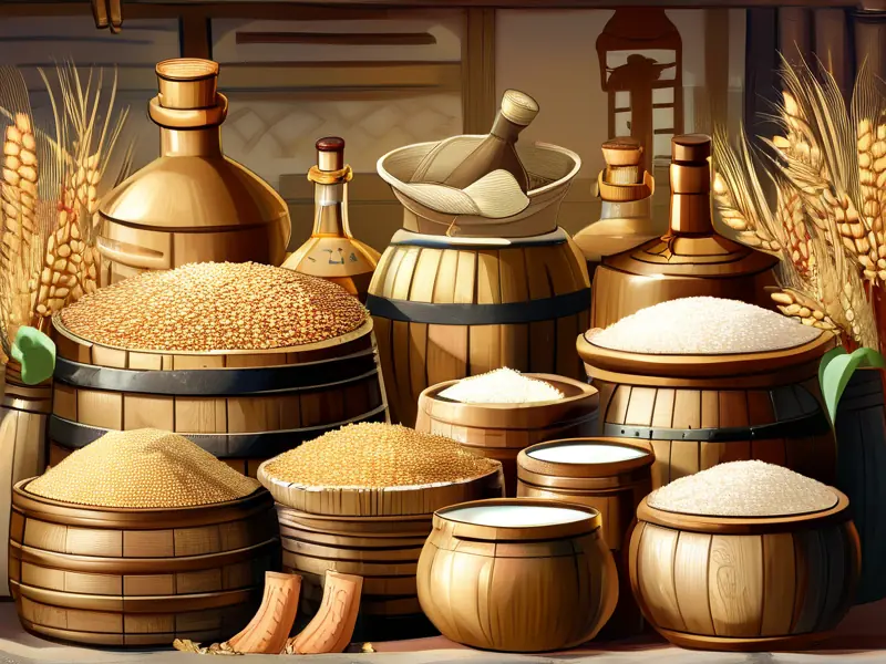 白酒酿造原料展示图