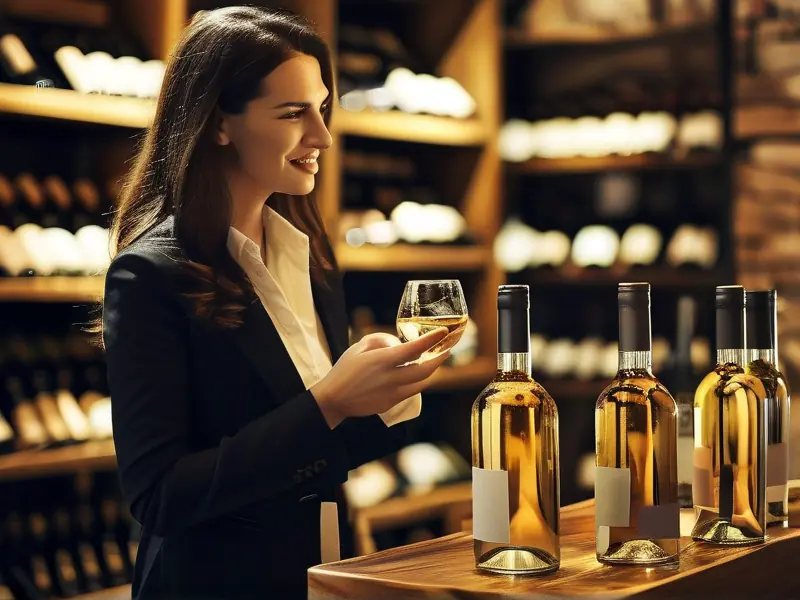 白酒销售人员向客户介绍产品