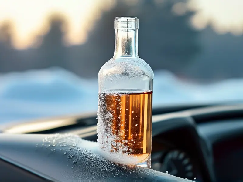 玻璃水与白酒混合防冻液添加演示