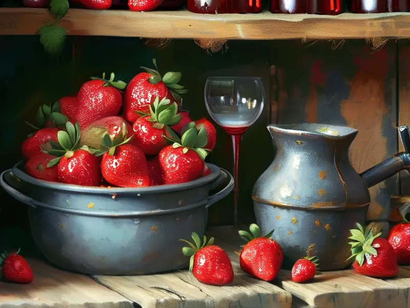 草莓酿酒材料与器具展示