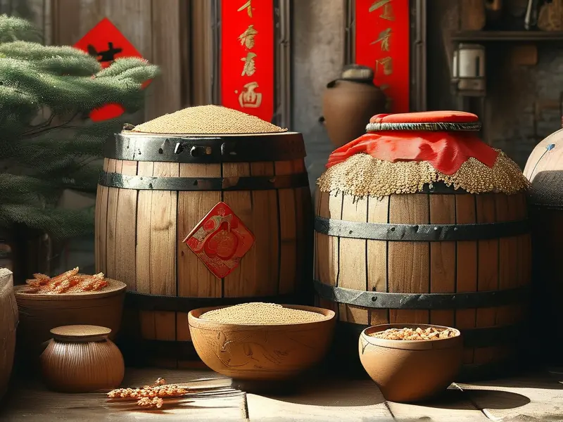 春节家庭酿酒传统工艺展示
