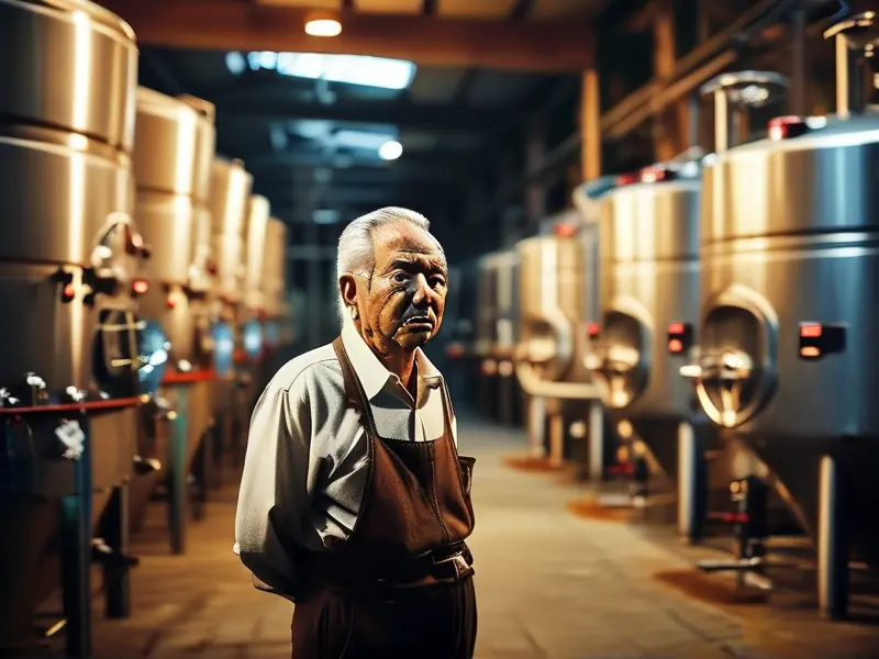 褚时健在酒厂指导酿酒工作