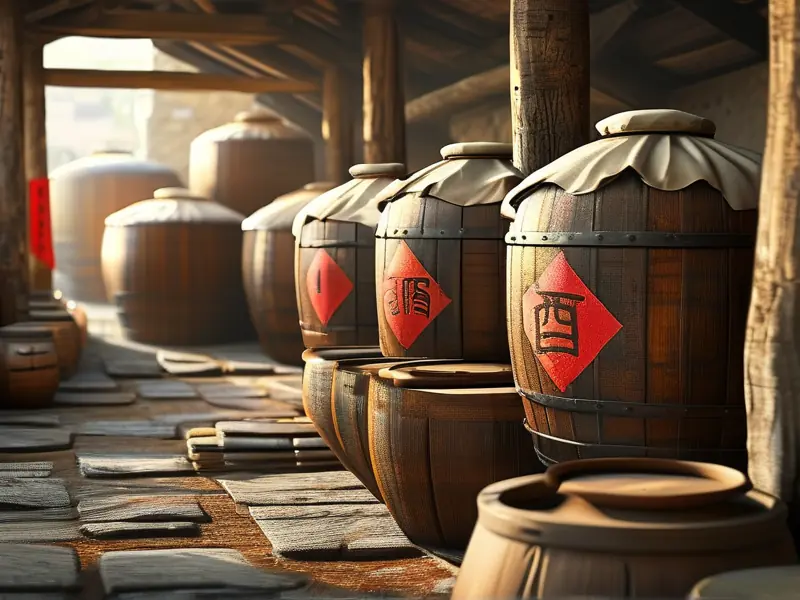 存粮酿造酒的传统标志展示