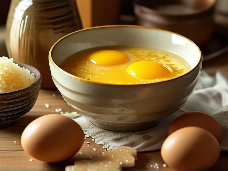 自制蛋酒成品展示及材料准备