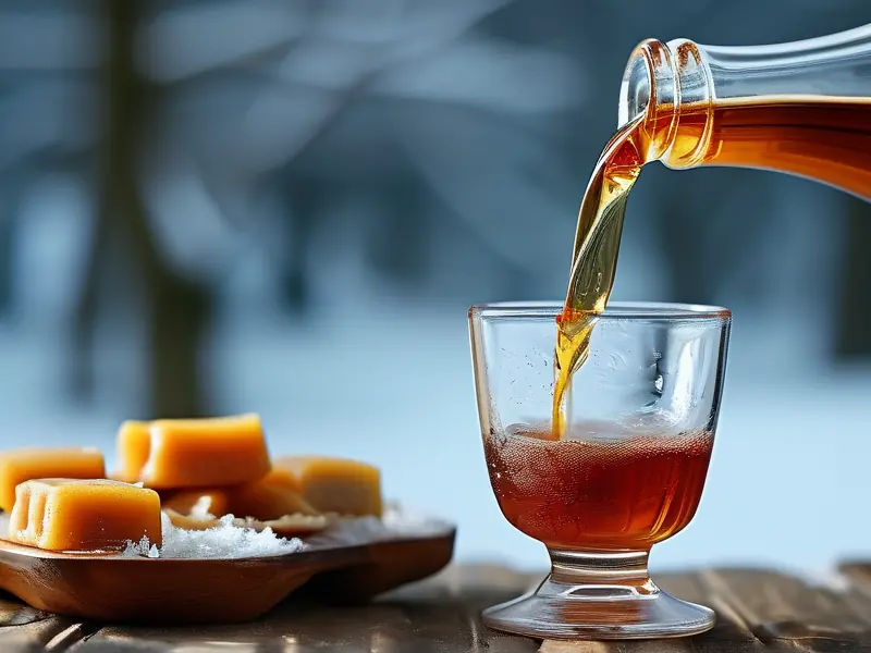 冬酿酒倒入玻璃杯中的特写
