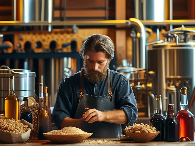 酿酒师调整酒液的专业操作