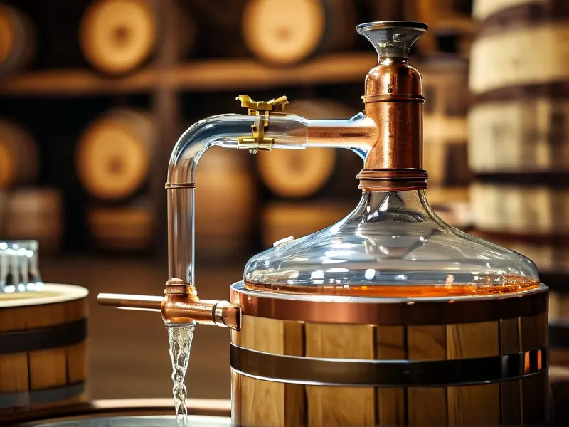 传统高度酒蒸馏设备工作示意图