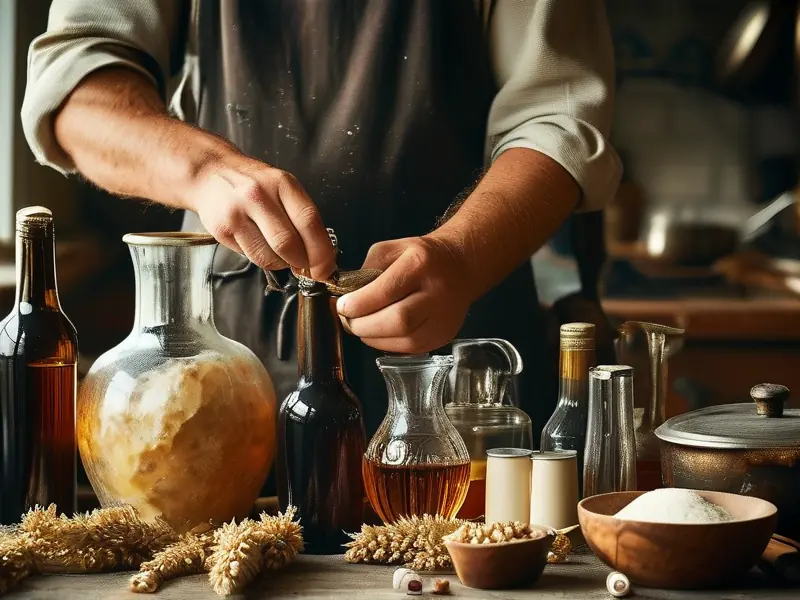 个人在家酿酒过程展示