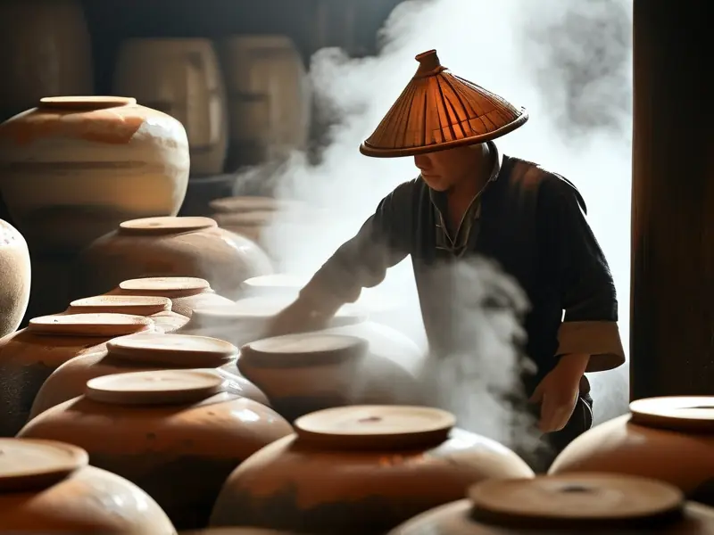 固态白酒传统蒸馏工艺现场实拍图