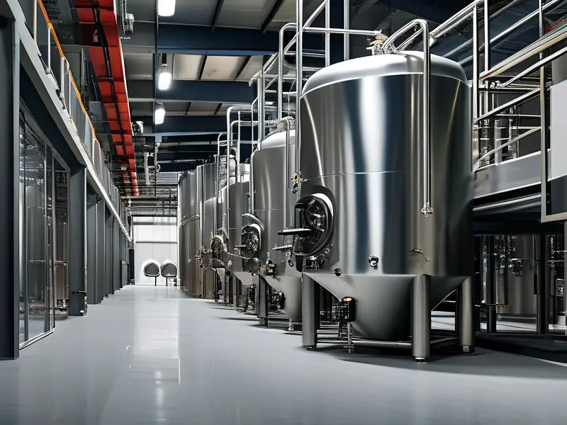 广西酿酒设备厂不锈钢发酵罐生产车间实景图