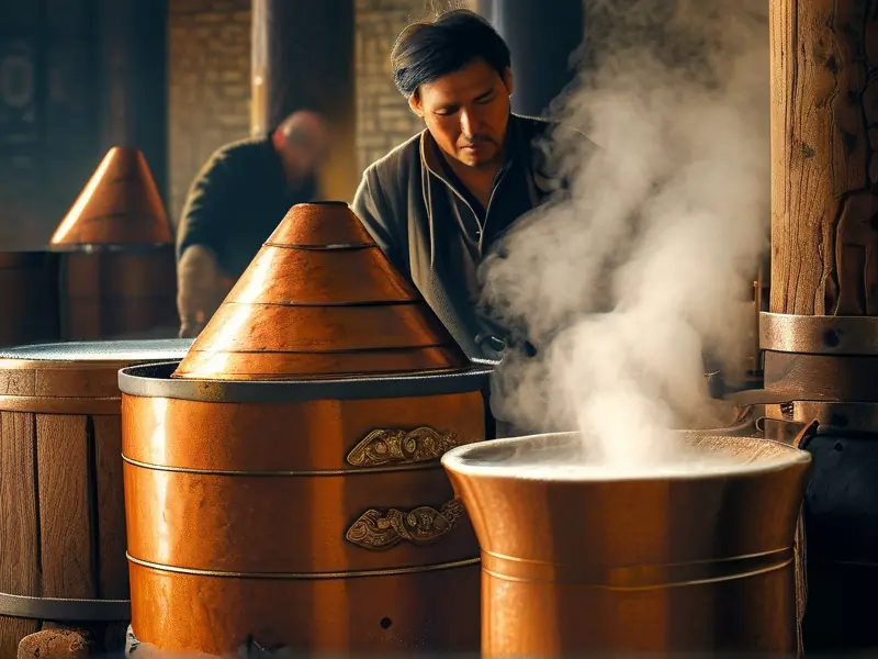 古代酿酒蒸馏技术实际操作场景