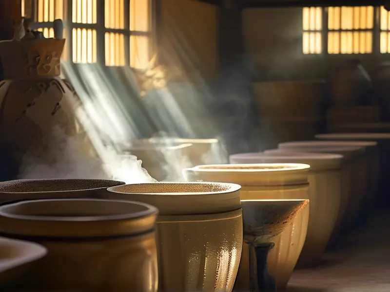 非遗古法酿酒工匠手工操作场景