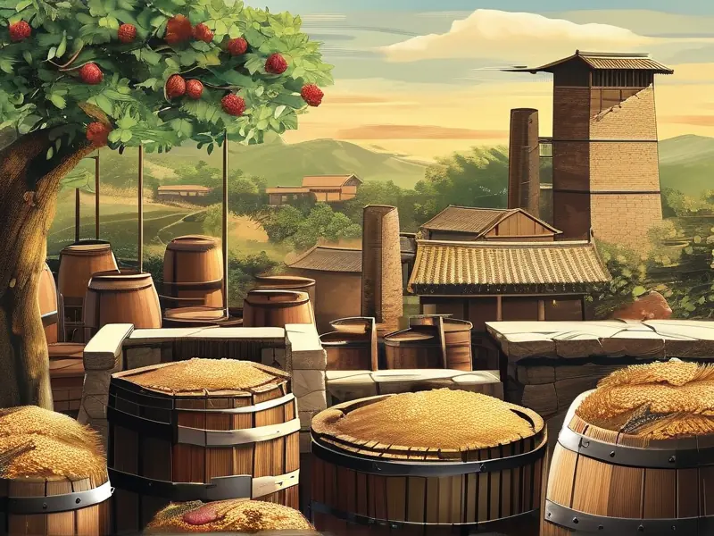 古代酿酒技术原料展示图