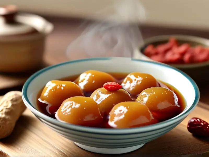 红酒酿圆子的成品图