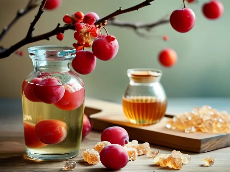 红梅酒制作材料与工具展示