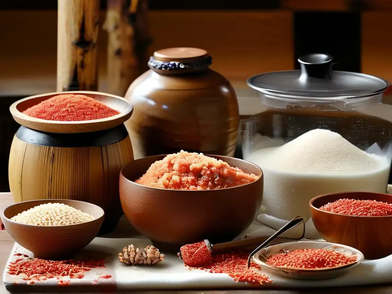 红曲米糯米酒酿制原料及工具展示