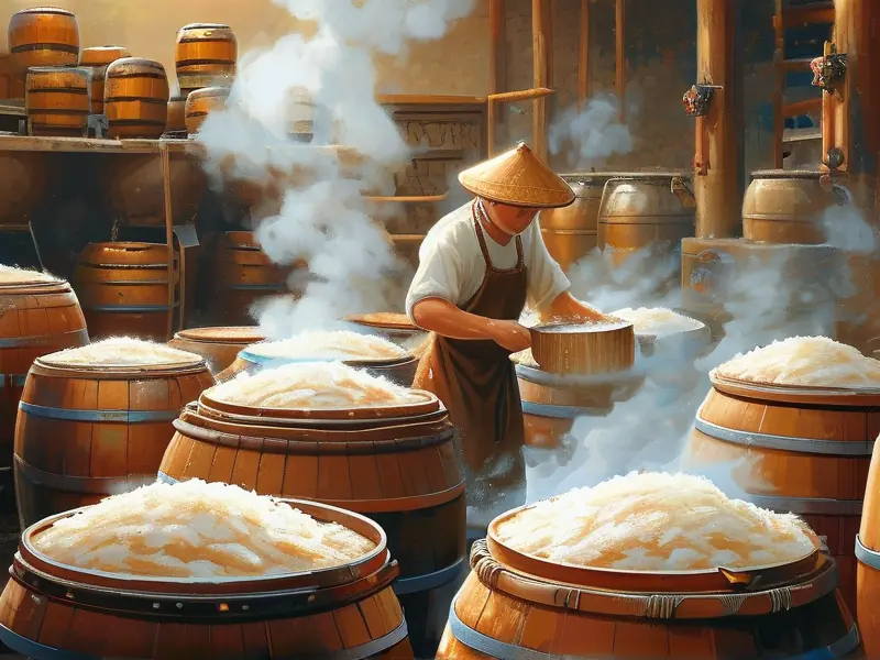传统黄酒酿造过程展示