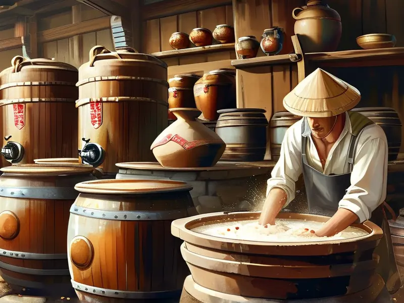 传统黄酒酿造过程实拍