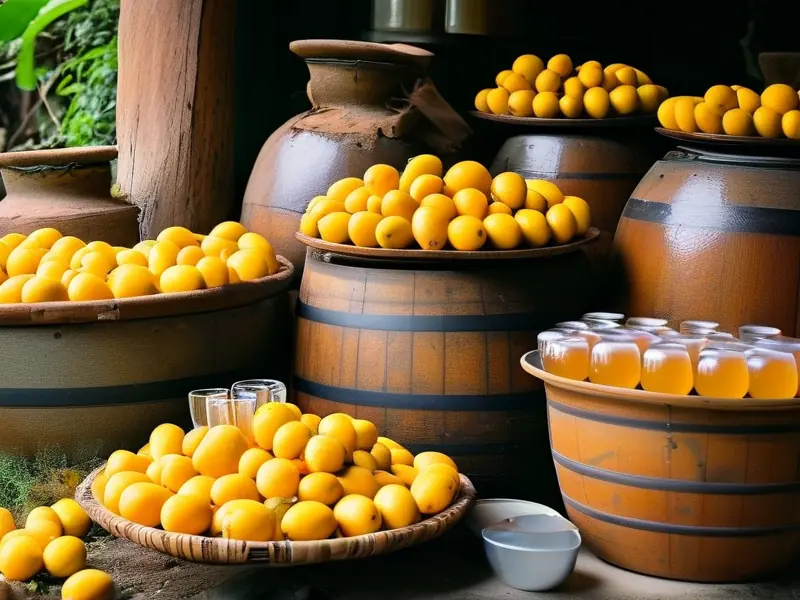 黄皮酒原料与制作工具实拍图