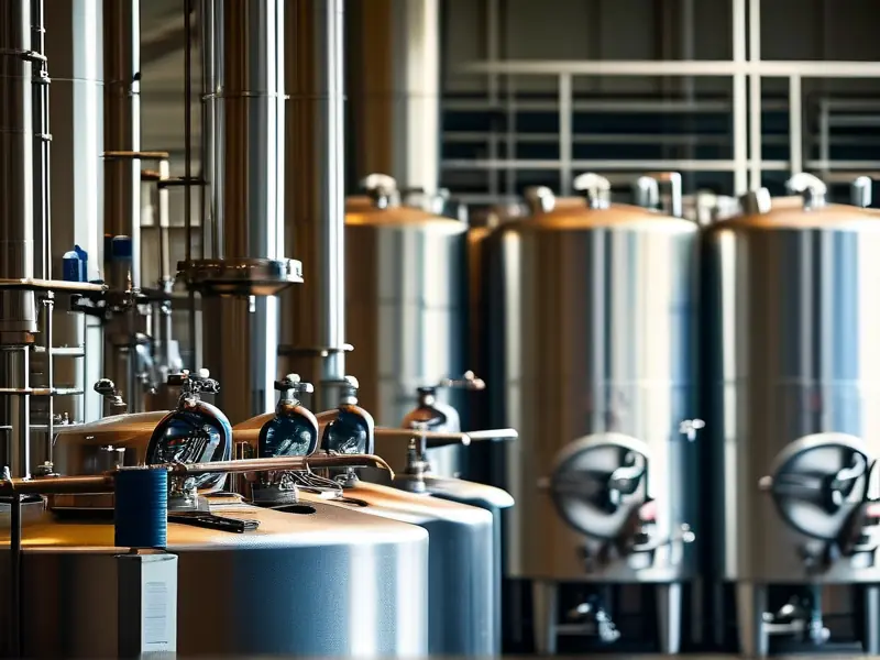 基酒生产工艺流程中的蒸馏环节实景图