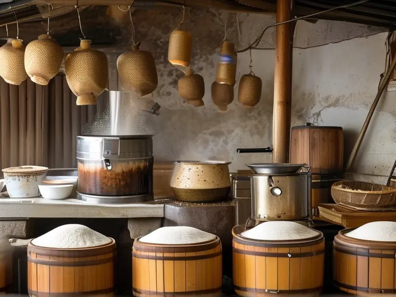 家做糯米酒酿制过程实拍图