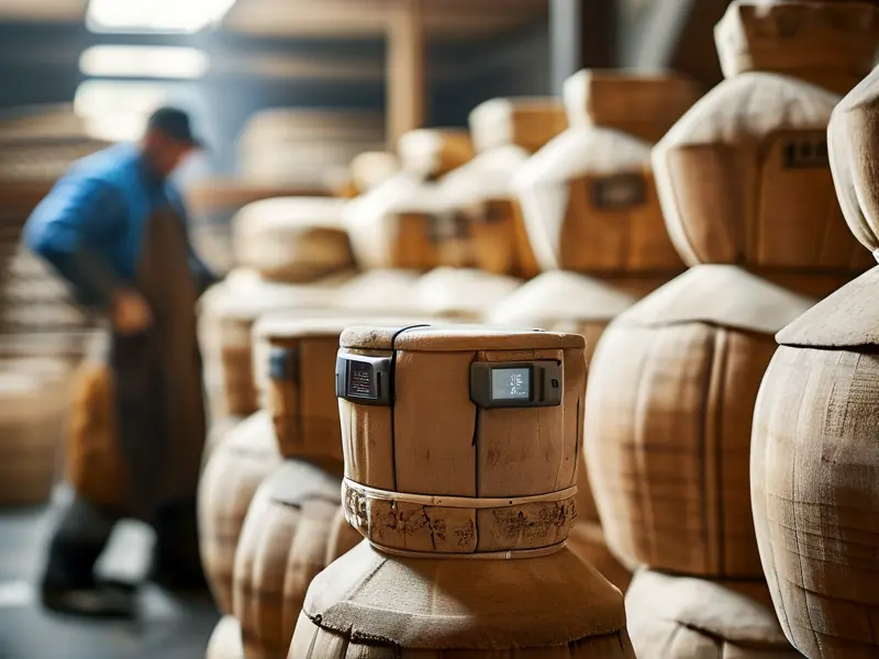 酱酒堆积发酵温度测量现场实拍图