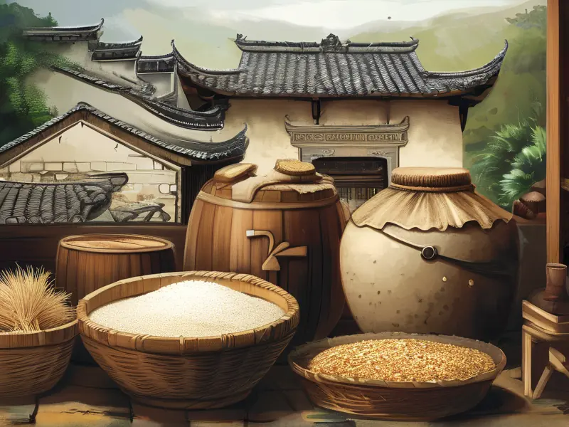 江西传统酿酒工具与原料展示