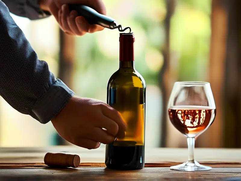 简易开红酒的方法示意图
