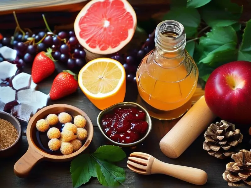 家庭酿果酒的材料准备和发酵过程示意图