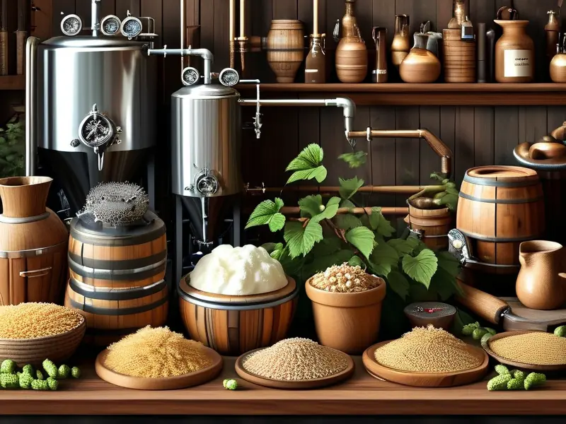 精酿啤酒的配料展示
