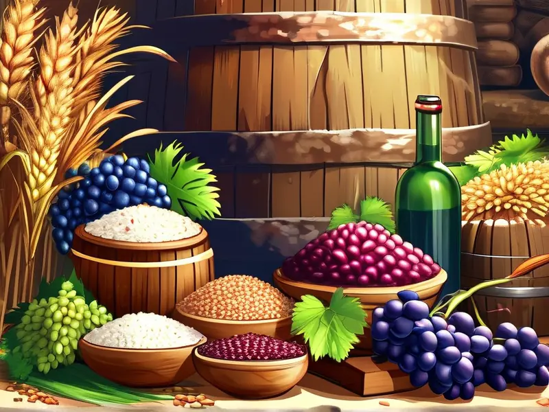 常见酿酒原料与工具展示