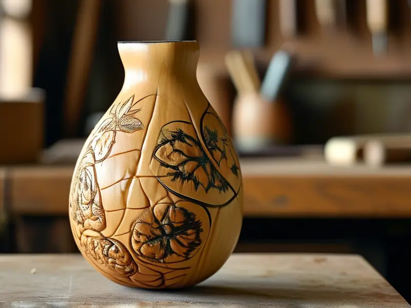 工匠手工雕刻酒葫芦制作过程实拍