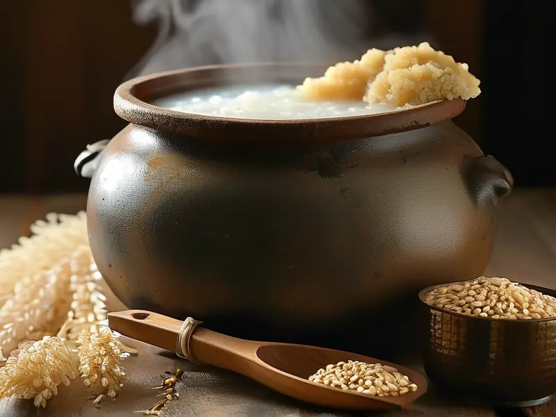 传统米酒煮制过程
