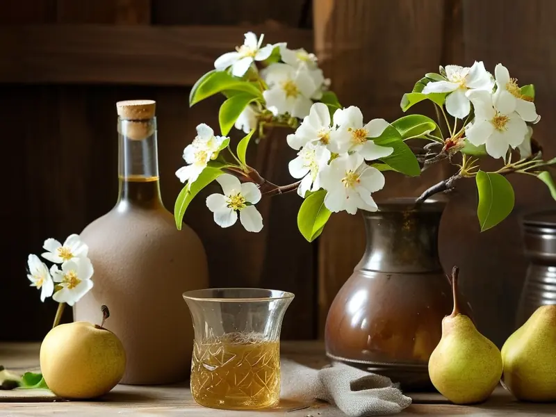 梨花酒酿制材料准备及步骤示意图